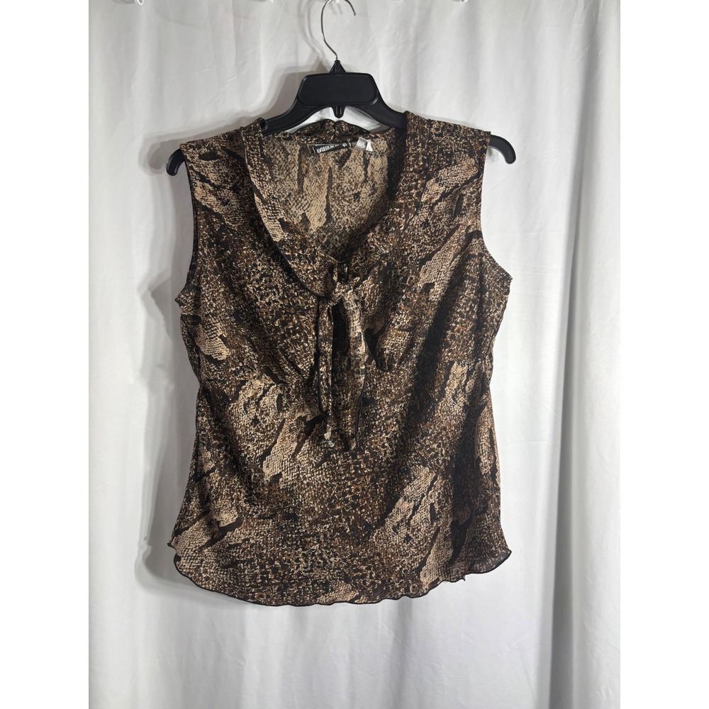 Fashion Bug Women's Sleeveless V-Neck Snake Print Tie Front Blouse‎ Top XL